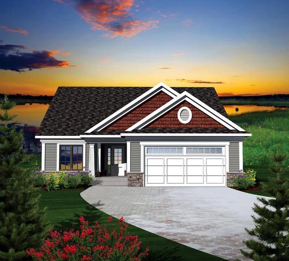 Ranch House Plan 73126 with 2 Beds, 2 Baths, 2 Car Garage Elevation