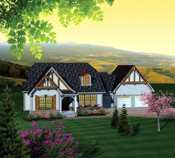 Ranch House Plan 73127 with 2 Beds, 2 Baths, 3 Car Garage Elevation
