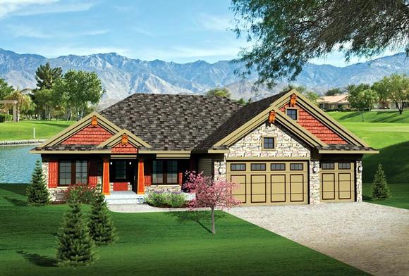 Bungalow, Craftsman, Ranch, Traditional House Plan 73135 with 3 Beds, 2 Baths, 3 Car Garage Elevation