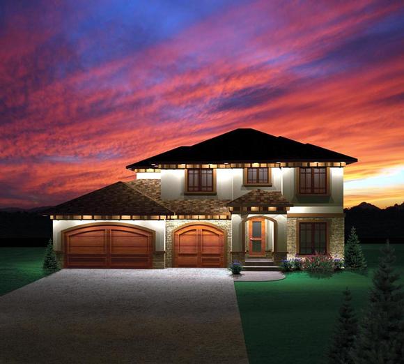 Prairie House Plan 73143 with 4 Beds, 3 Baths, 3 Car Garage Elevation