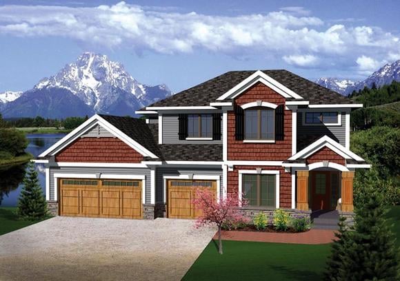 Prairie, Traditional House Plan 73144 with 4 Beds, 3 Baths, 3 Car Garage Elevation