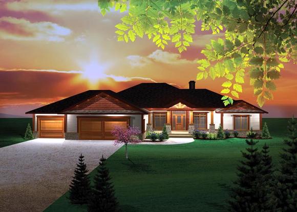 Craftsman, Ranch, Traditional House Plan 73147 with 3 Beds, 1 Baths, 3 Car Garage Elevation