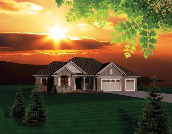 Ranch House Plan 73148 with 2 Beds, 2 Baths, 3 Car Garage Elevation