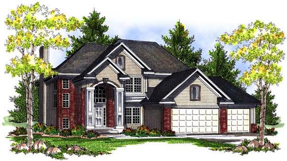 Traditional House Plan 73192 with 4 Beds, 3 Baths, 3 Car Garage Elevation