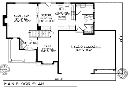 Farmhouse House Plan 73224 with 4 Beds, 4 Baths, 3 Car Garage First Level Plan