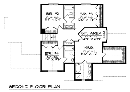 Farmhouse House Plan 73224 with 4 Beds, 4 Baths, 3 Car Garage Second Level Plan