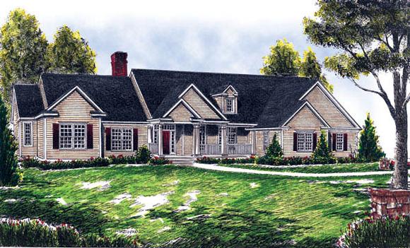 Country, One-Story, Ranch, Traditional House Plan 73258 with 4 Beds, 3 Baths, 3 Car Garage Elevation