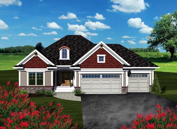 Ranch House Plan 73259 with 2 Beds, 2 Baths, 3 Car Garage Elevation