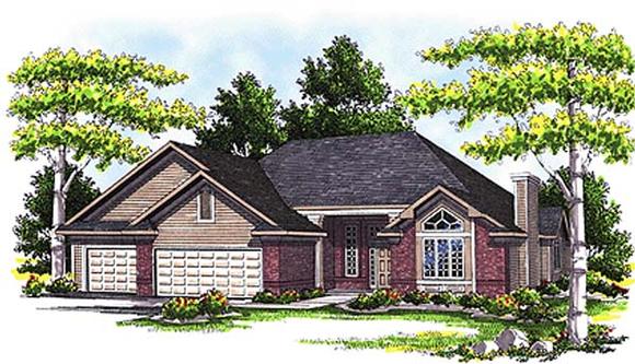 One-Story, Traditional House Plan 73268 with 3 Beds, 3 Baths, 3 Car Garage Elevation