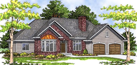 Craftsman, One-Story House Plan 73279 with 3 Beds, 3 Baths, 3 Car Garage Elevation