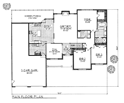 House Plan 73283 - Traditional Style with 2171 Sq Ft, 3 Bed, 2 Ba