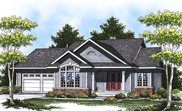 One-Story, Traditional House Plan 73294 with 2 Beds, 1 Baths, 2 Car Garage Elevation