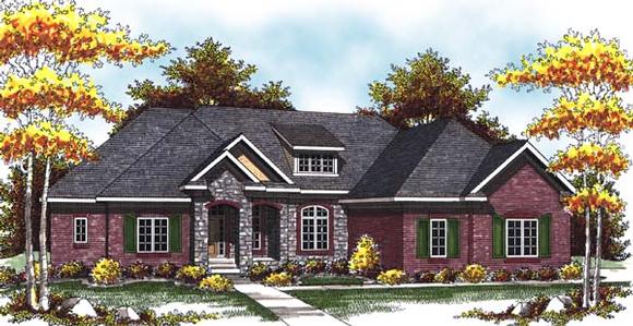 One-Story, Traditional House Plan 73299 with 2 Beds, 3 Baths, 3 Car Garage Elevation