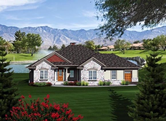 Ranch House Plan 73302 with 2 Beds, 2 Baths, 3 Car Garage Elevation