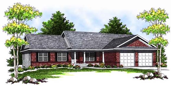 One-Story, Traditional House Plan 73367 with 4 Beds, 3 Baths, 2 Car Garage Elevation