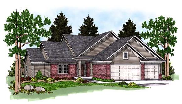 One-Story, Traditional House Plan 73371 with 3 Beds, 3 Baths, 3 Car Garage Elevation