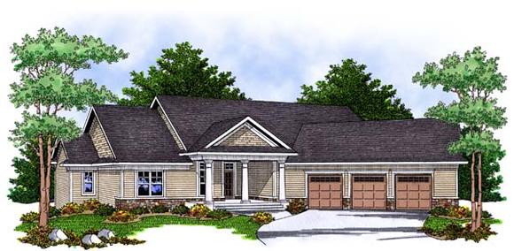 One-Story, Traditional House Plan 73384 with 2 Beds, 2 Baths, 3 Car Garage Elevation