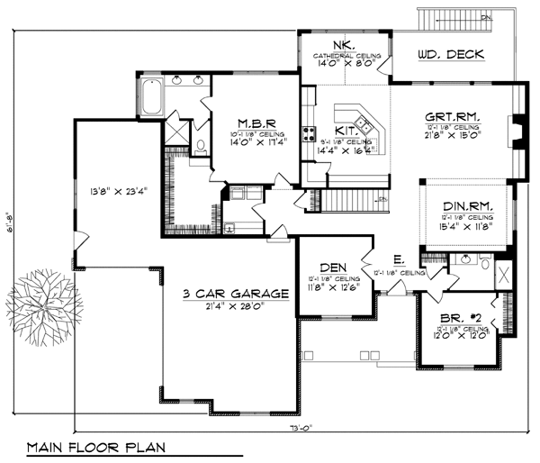 House Plan 73385 - Traditional Style with 2194 Sq Ft, 2 Bed, 1 Ba