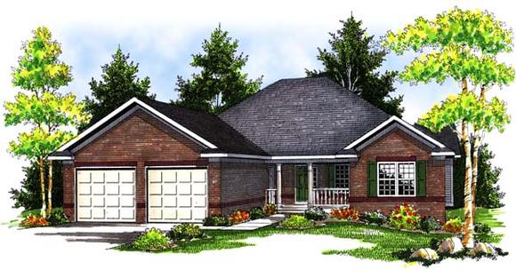 One-Story, Traditional House Plan 73396 with 2 Beds, 3 Baths, 3 Car Garage Elevation