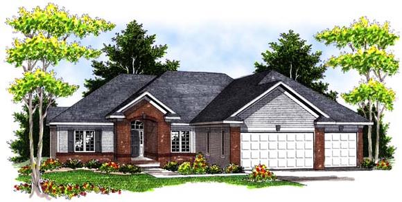 One-Story, Traditional House Plan 73398 with 3 Beds, 3 Baths, 3 Car Garage Elevation