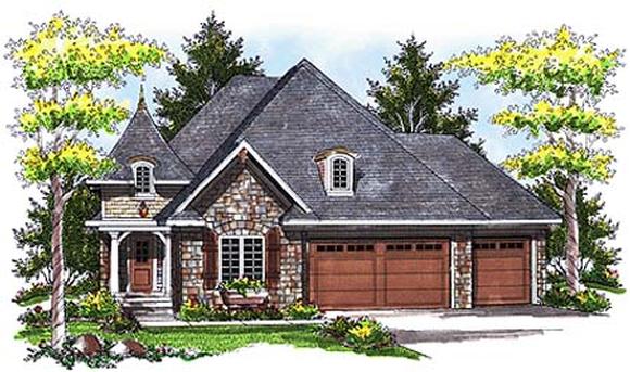 European, One-Story, Tudor, Victorian House Plan 73399 with 4 Beds, 3 Baths, 3 Car Garage Elevation