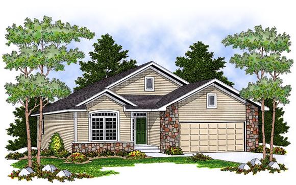 One-Story, Traditional House Plan 73400 with 2 Beds, 2 Baths, 2 Car Garage Elevation