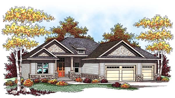 One-Story, Traditional House Plan 73425 with 5 Beds, 3 Baths, 3 Car Garage Elevation