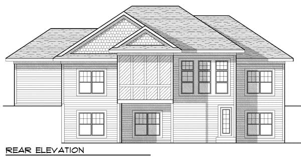 One-Story, Traditional House Plan 73425 with 5 Beds, 3 Baths, 3 Car Garage Rear Elevation