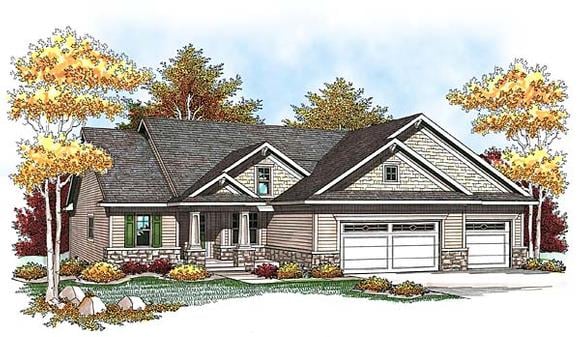 One-Story, Traditional House Plan 73438 with 2 Beds, 2 Baths, 3 Car Garage Elevation