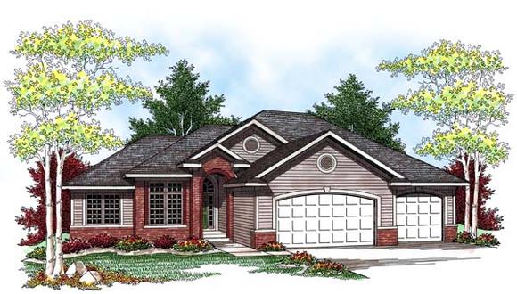 One-Story, Traditional House Plan 73440 with 3 Beds, 3 Baths, 3 Car Garage Elevation