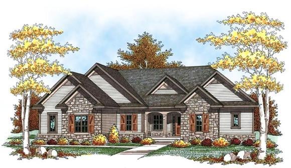 Traditional, Tudor House Plan 73448 with 3 Beds, 3 Baths, 3 Car Garage Elevation