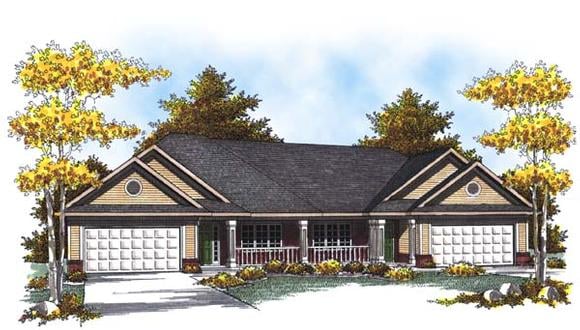 Ranch Multi-Family Plan 73450 with 6 Beds, 4 Baths, 4 Car Garage Elevation