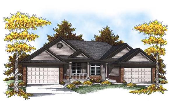 Traditional Multi-Family Plan 73451 with 4 Beds, 4 Baths, 4 Car Garage Elevation