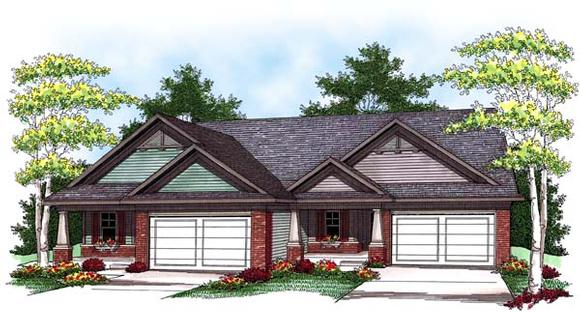 Traditional Multi-Family Plan 73456 with 4 Beds, 4 Baths, 4 Car Garage Elevation
