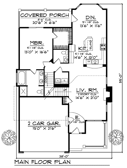 Country House Plan 73462 with 4 Beds, 3 Baths, 2 Car Garage First Level Plan
