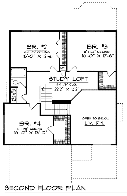 Country House Plan 73462 with 4 Beds, 3 Baths, 2 Car Garage Second Level Plan