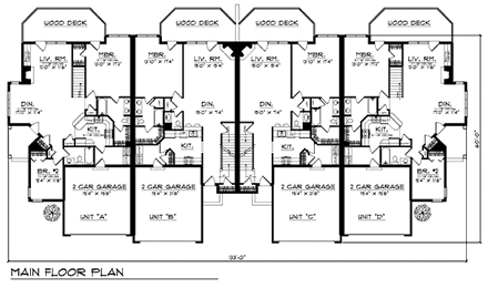 Traditional Multi-Family Plan 73467 with 10 Beds, 10 Baths, 8 Car Garage First Level Plan