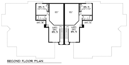 Traditional Multi-Family Plan 73467 with 10 Beds, 10 Baths, 8 Car Garage Second Level Plan