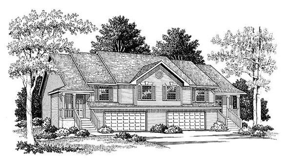 Traditional Multi-Family Plan 73472 with 6 Beds, 4 Baths, 4 Car Garage Elevation