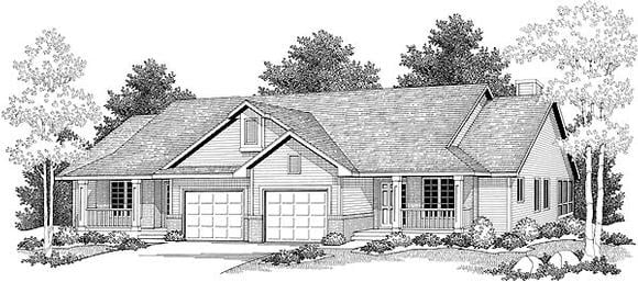 Ranch Multi-Family Plan 73473 with 4 Beds, 2 Baths, 2 Car Garage Elevation