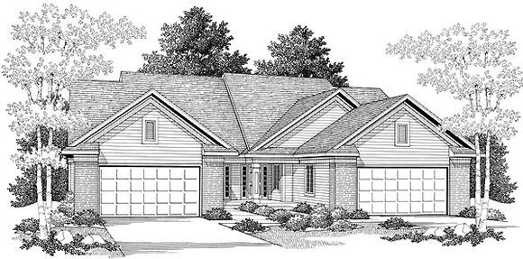 Traditional Multi-Family Plan 73474 with 6 Beds, 6 Baths, 4 Car Garage Elevation