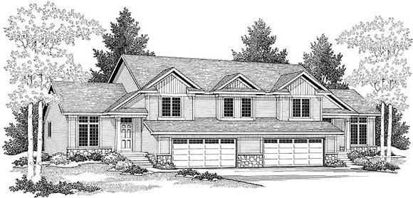 Traditional Multi-Family Plan 73475 with 6 Beds, 6 Baths, 4 Car Garage Elevation