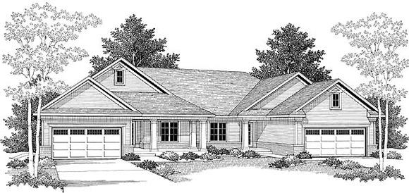 Traditional Multi-Family Plan 73476 with 6 Beds, 4 Baths, 4 Car Garage Elevation