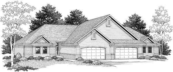Traditional Multi-Family Plan 73480 with 6 Beds, 4 Baths, 4 Car Garage Elevation