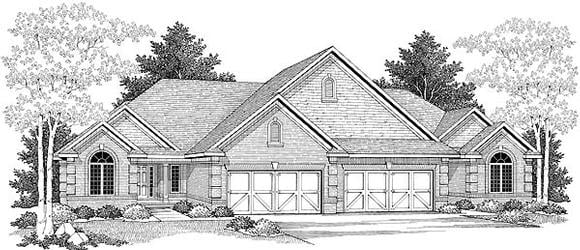 Traditional Multi-Family Plan 73481 with 8 Beds, 6 Baths, 4 Car Garage Elevation