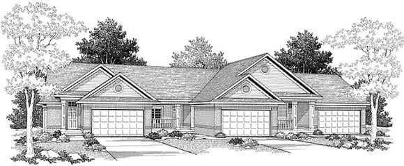 Ranch Multi-Family Plan 73483 with 5 Beds, 3 Baths, 6 Car Garage Elevation