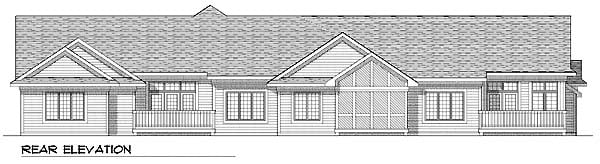 Ranch Multi-Family Plan 73483 with 5 Beds, 3 Baths, 6 Car Garage Rear Elevation