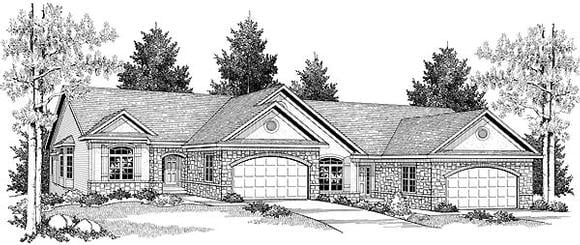 Ranch Multi-Family Plan 73488 with 6 Beds, 6 Baths, 4 Car Garage Elevation