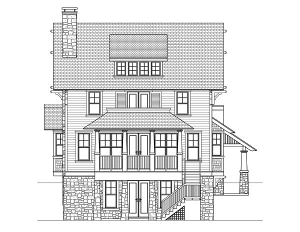 Craftsman, Traditional House Plan 73601 with 4 Beds, 4 Baths Rear Elevation