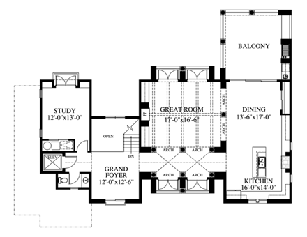 Coastal, Florida, Mediterranean House Plan 73604 with 3 Beds, 5 Baths, 2 Car Garage Second Level Plan